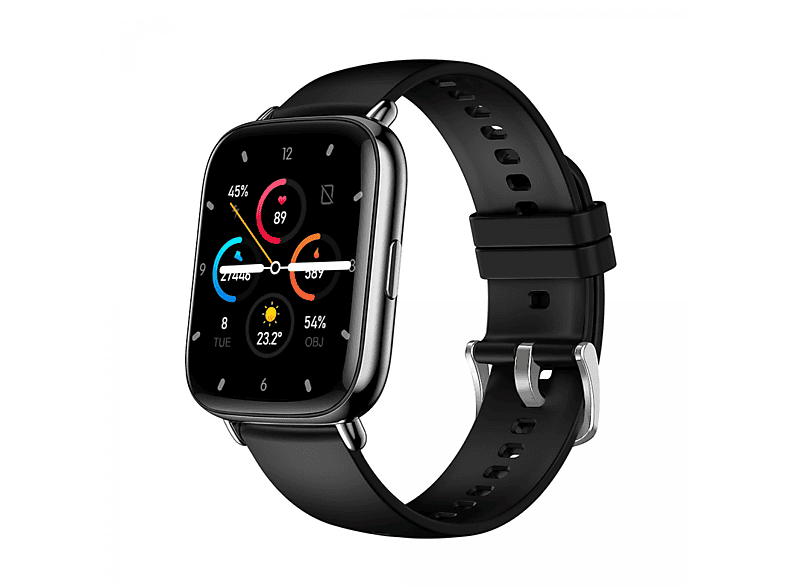 INF Smartwatch für Herzfrequenz, Blutdruck, Blutsauerstoff, Schlaf, 24 Spo Smartwatch Silikon, Schwarz