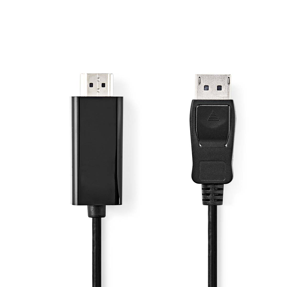 Zwarte DisplayPort naar HDMI-kabelconnectoren.