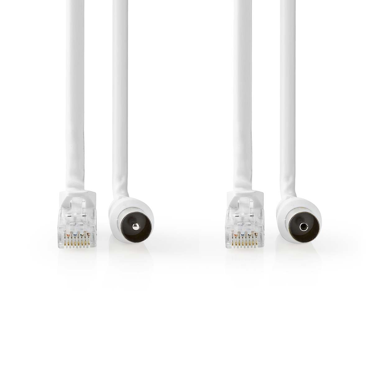 Białe kable ze złączami.