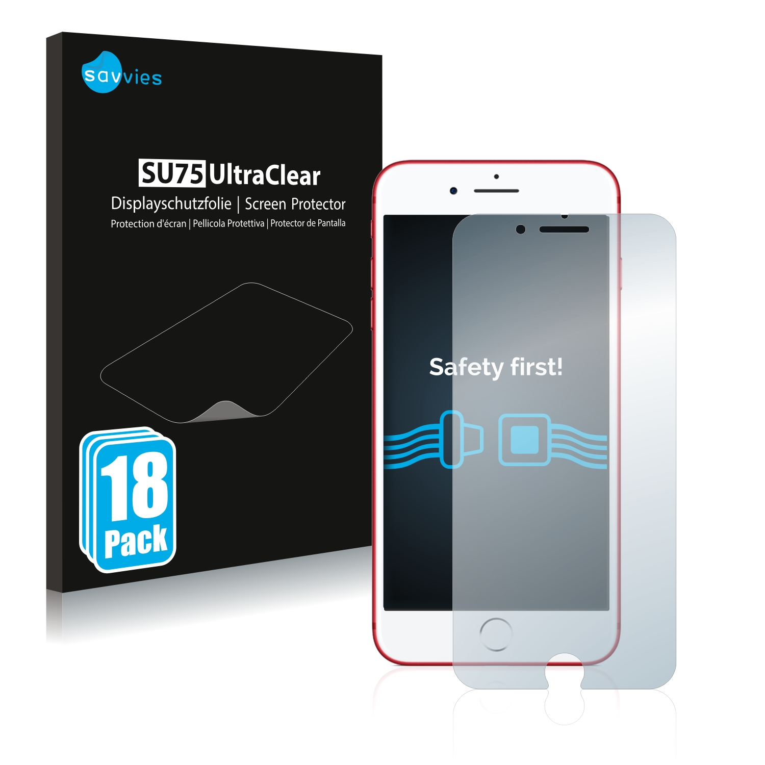 Apple Plus Red) iPhone klare 18x Schutzfolie(für SAVVIES 7