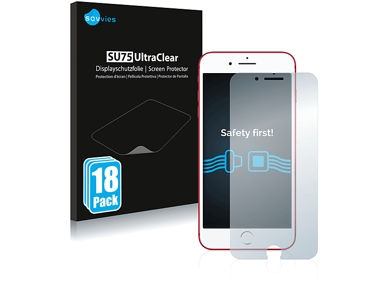SAVVIES 18x klare Schutzfolie(für Apple iPhone 7 Plus Red)