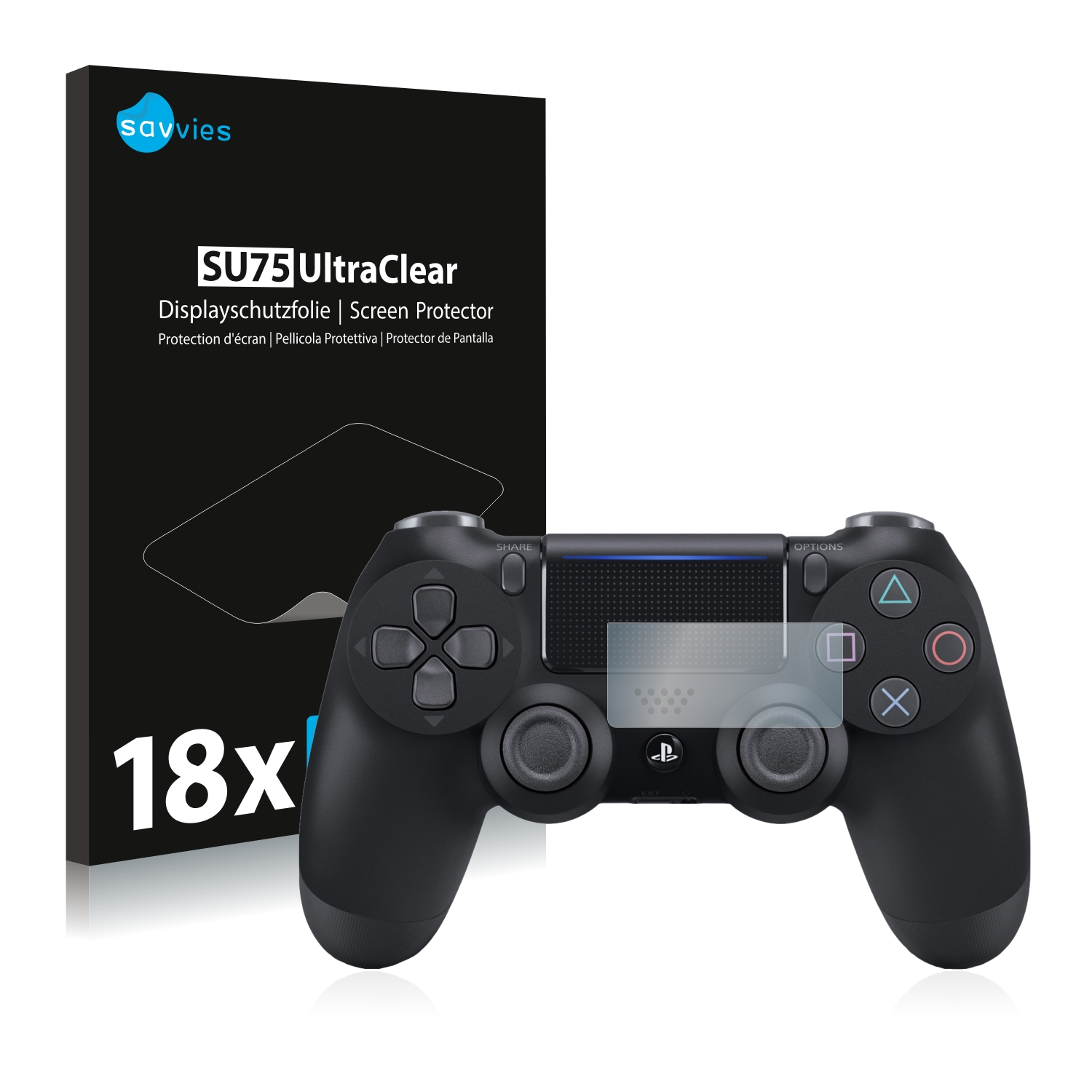 SAVVIES 18x klare Schutzfolie(für Sony DualShock 4 Controller 2019) PS4
