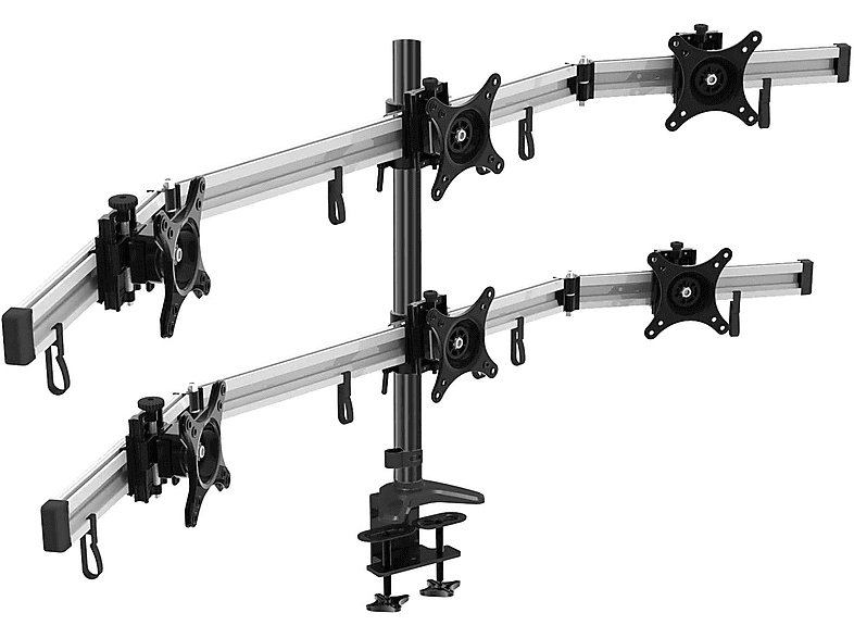 Schwarz, (MP260C-L) Aluminium 6-fach Monitorhalterung, HFTEK