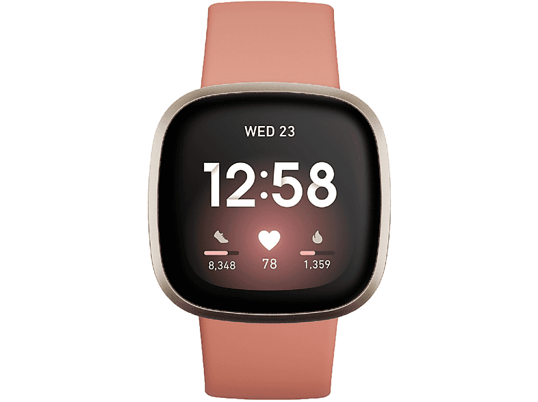 FITBIT Versa 3 Smartwatch Aluminium rosa L, Silikonarmband, S