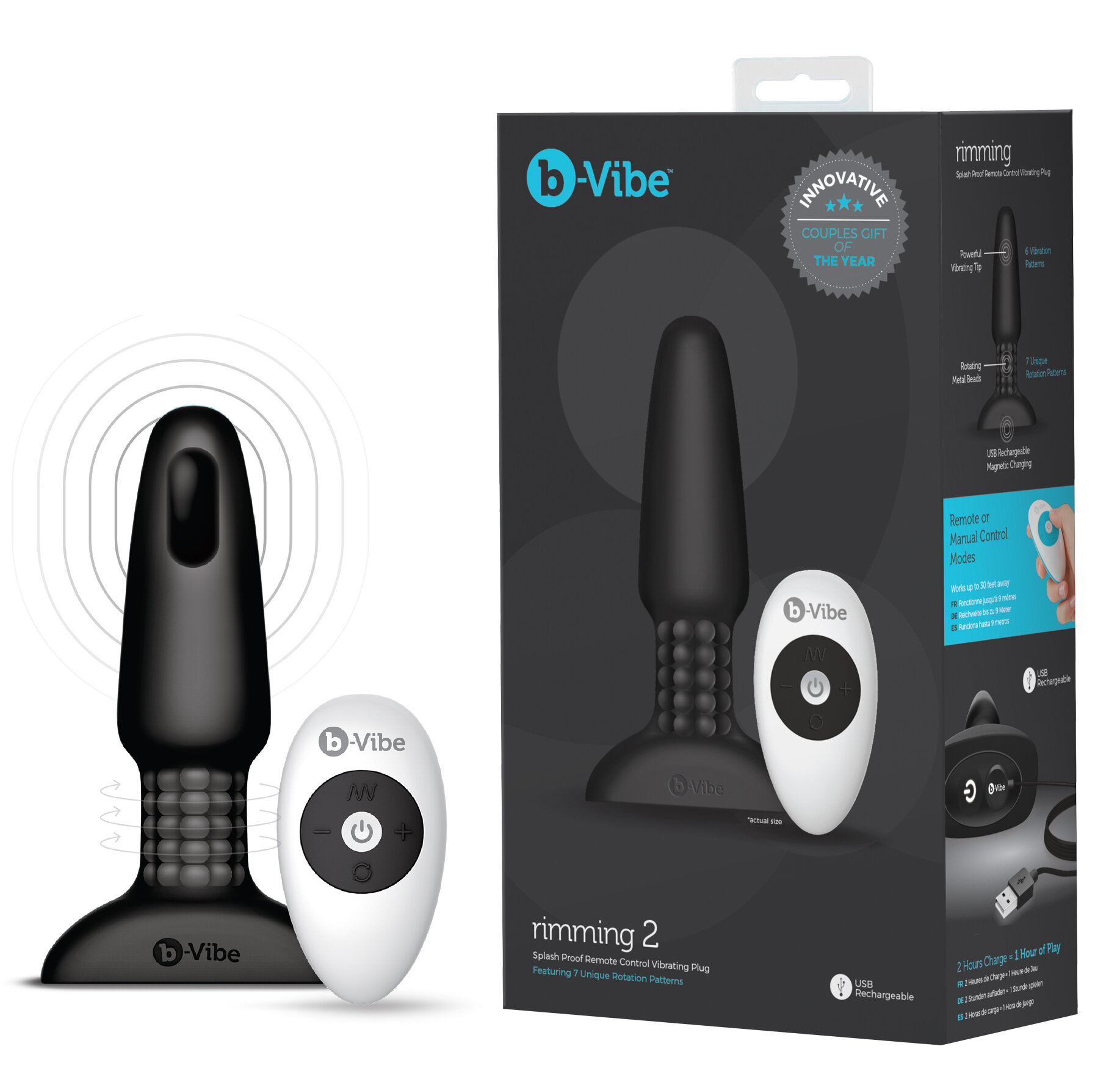 B-VIBE 2 Black rimming Analplug Plug