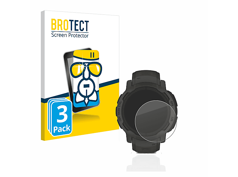 BROTECT 3x Airglass klare Schutzfolie(für Garmin Solar) 2 Instinct