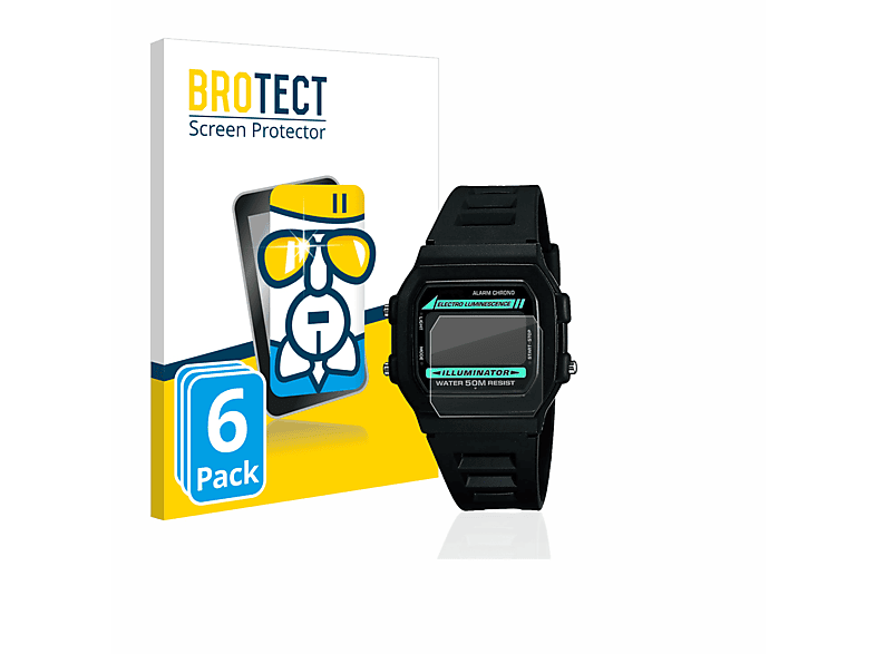 BROTECT 6x Airglass klare Schutzfolie(für Casio W-86-1VQES) | Smartwatch Schutzfolien & Gläser