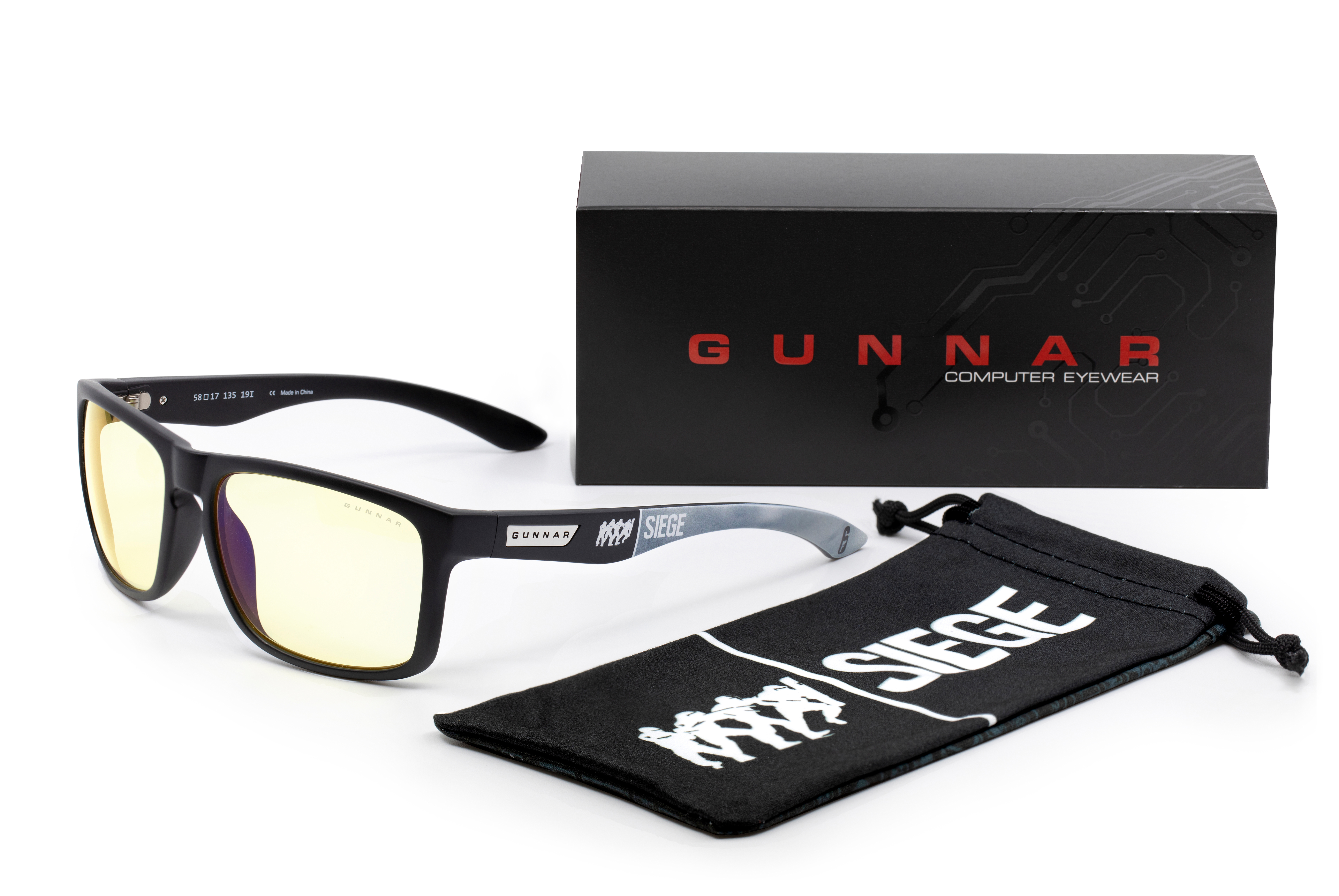 Siege GUNNAR Amber Intercept, Edition, 6 UV-Schutz, Tönung, Gaming Brille Blaulichtfilter, Premium,