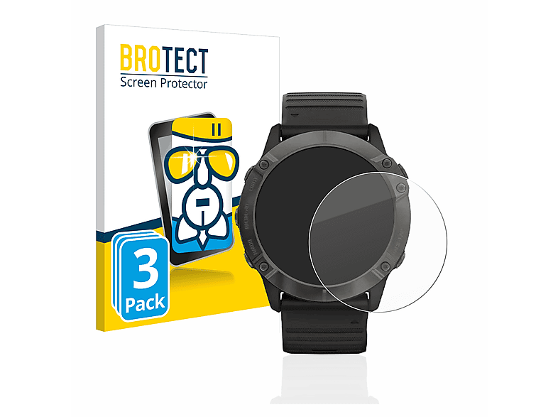 BROTECT 3x Airglass klare Schutzfolie(für Fenix 6X Pro) Garmin