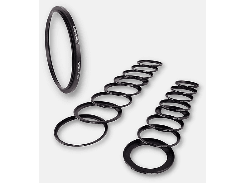 Ringe, Schwarz, für mit LENS-AID Filtergewinde passend Step-Up 52-55mm, Objektive
