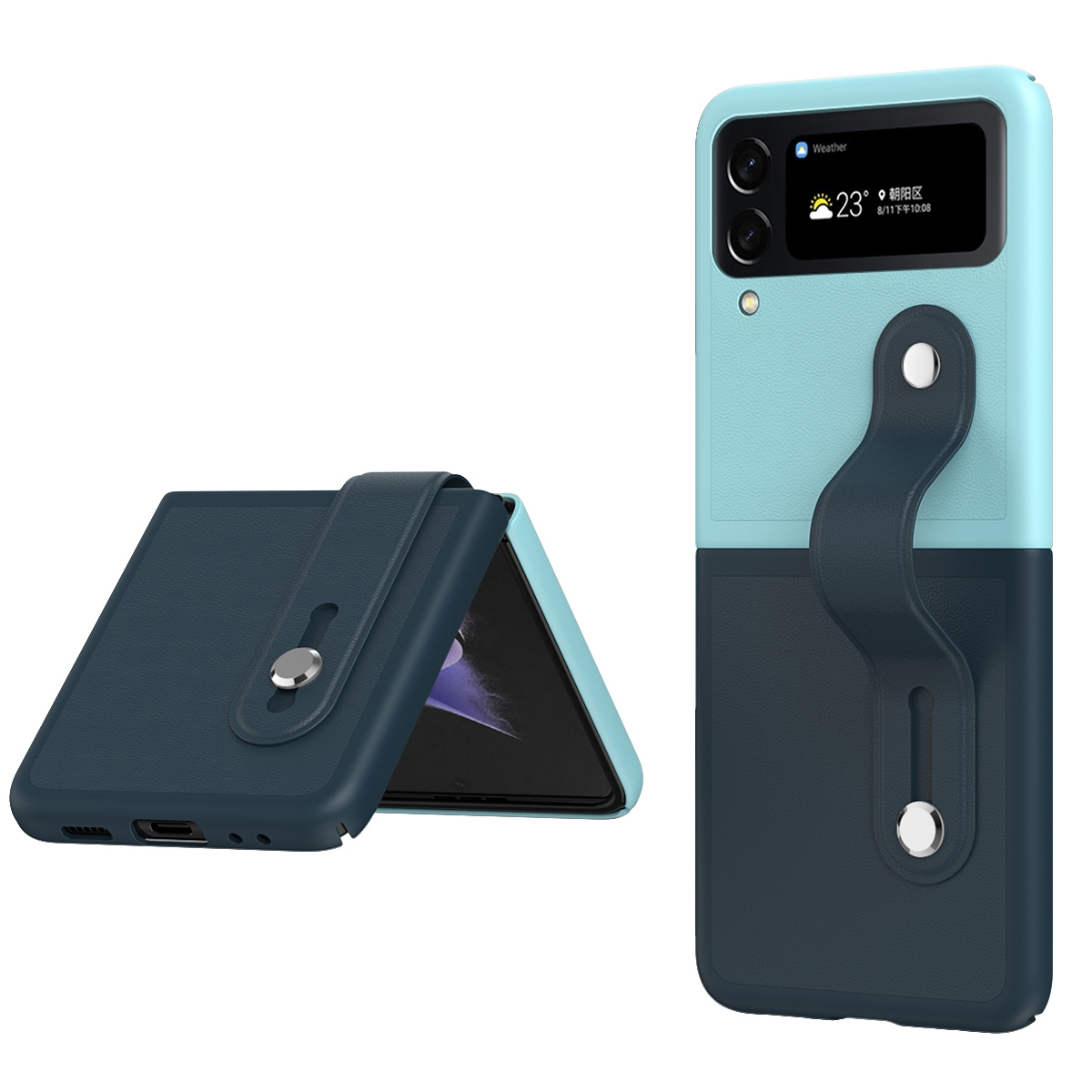 WIGENTO Flip4, Tasche, Handy / Cover, Cover Eisblau Samsung, Dunkelblau Z Galaxy Flip Schutz