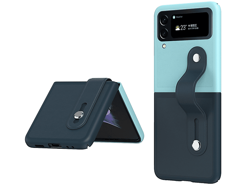WIGENTO Schutz Cover Handy Cover, Z Tasche, Flip4, / Flip Samsung, Dunkelblau Galaxy Eisblau