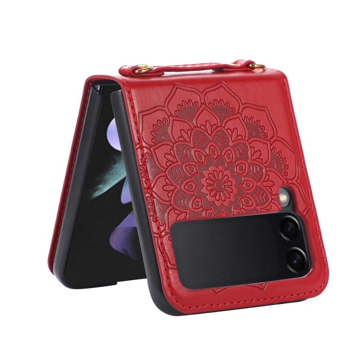 Handy Flip Hülle Tasche, Schutz WIGENTO Galaxy Z Cover, Samsung, Rot Flip4,