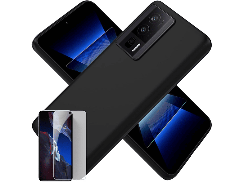 Smartphone Pro, Xiaomi, Schwarz Produktset Folie, F5 WIGENTO Hülle Panzer H9 Poco + Hartglas Backcover,