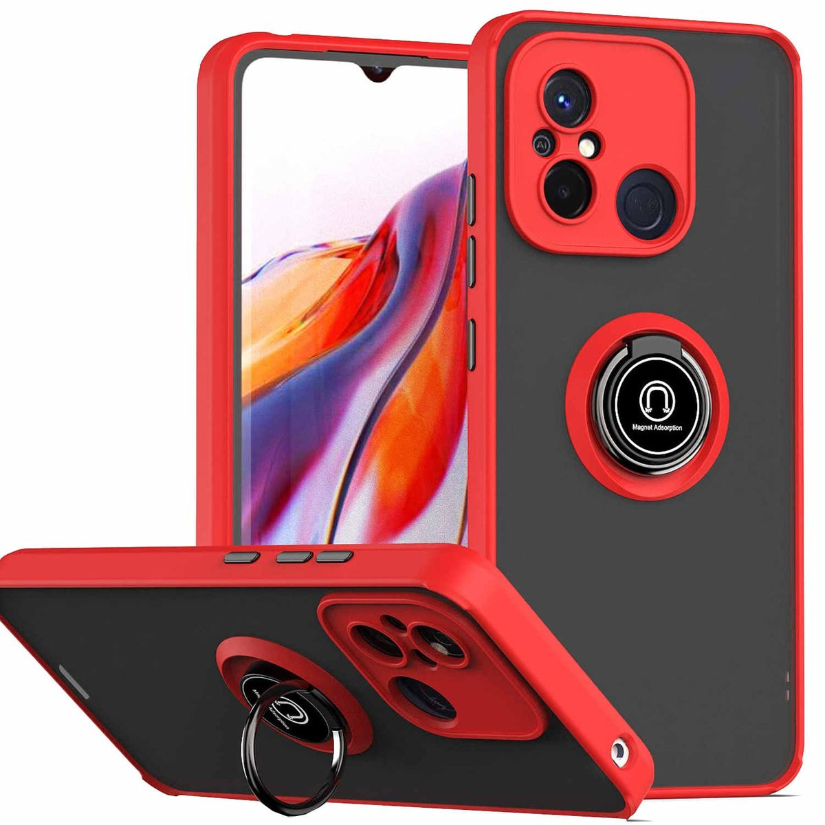 Handy Rot Backcover, Poco Tasche 11A Xiaomi, Smartphone / Schwarz Redmi 12C / Hülle, WIGENTO / C55,