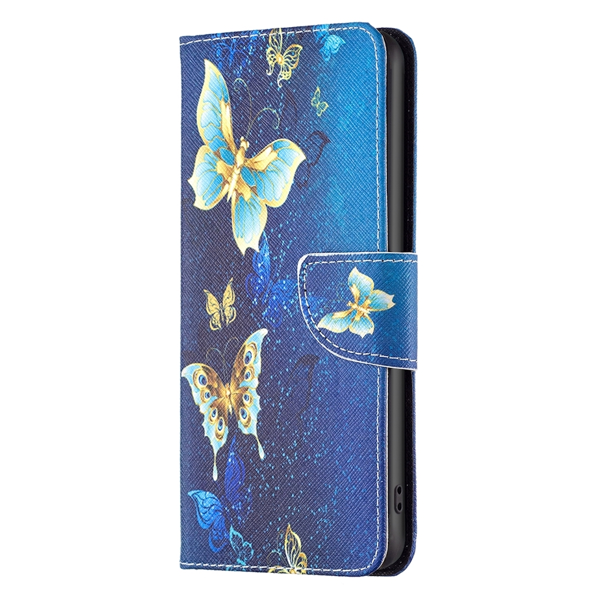 Tasche, Xiaomi, Bookcover, WIGENTO Handy 12C, Blau Druck Redmi mit Bookcover