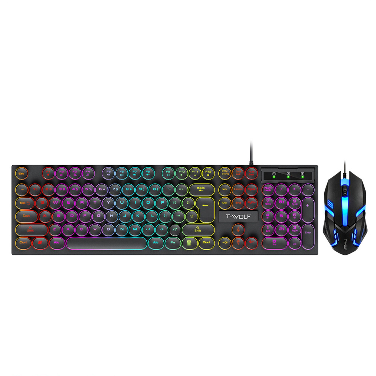 mit Maus Gaming KINSI Tastatur beleuchtete Schwarz PC/Laptop Set, Punk Tasten,für Tastatur, Maus,Farbig Tastatur