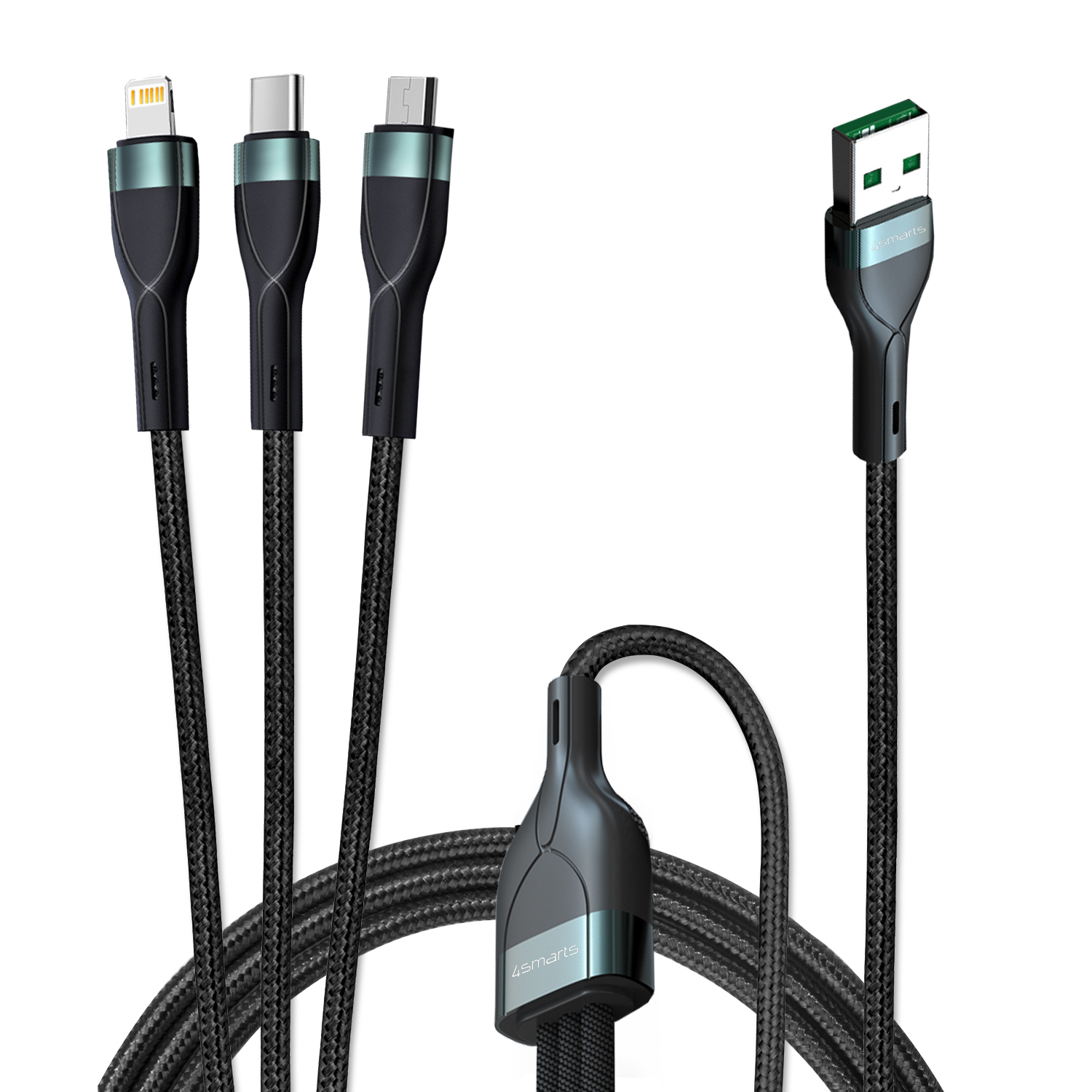 4SMARTS USB-A 150 Multi cm, 18W 1,5m PremiumCord Cable, schwarz, Mehrfarbig