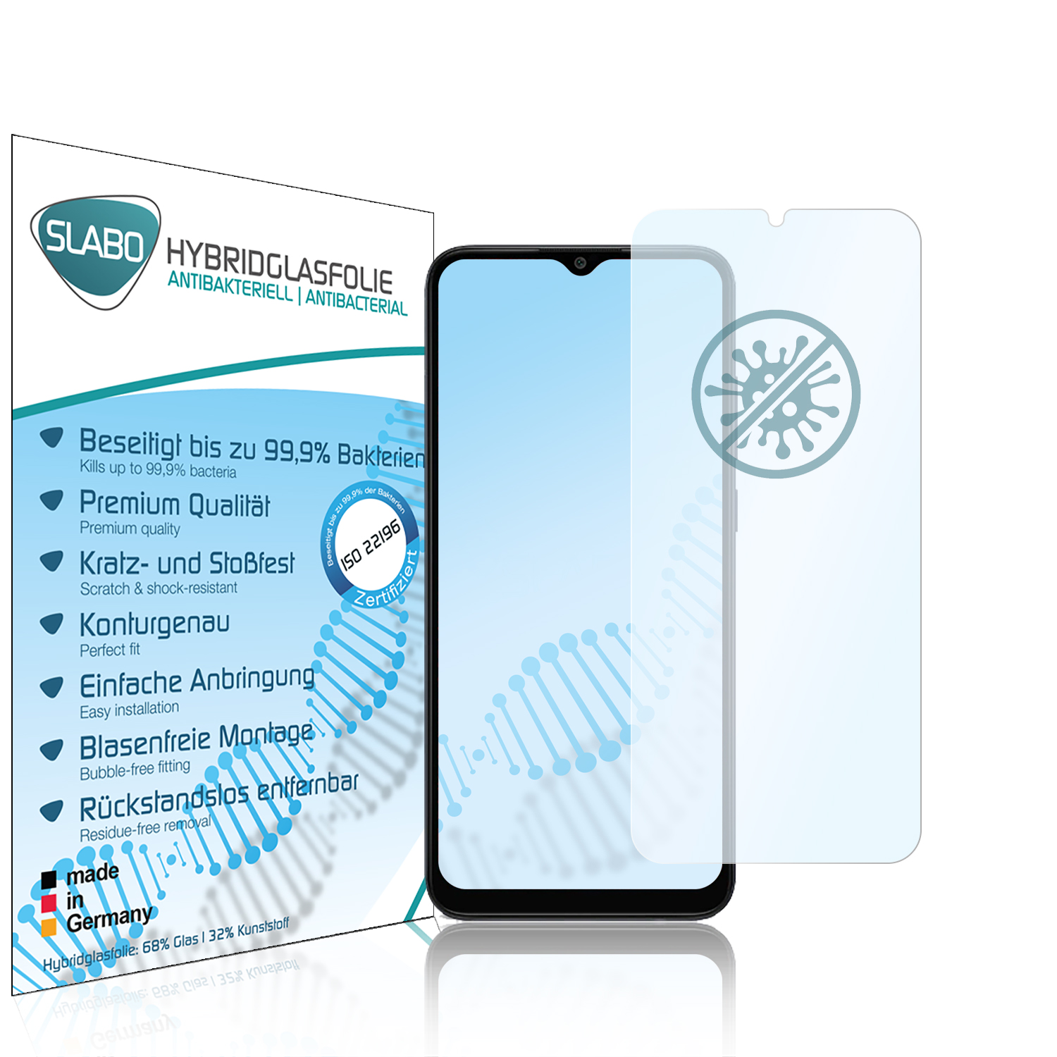 flexibles A04e) Samsung Hybridglas antibakteriell Displayschutz(für SLABO Galaxy Samsung
