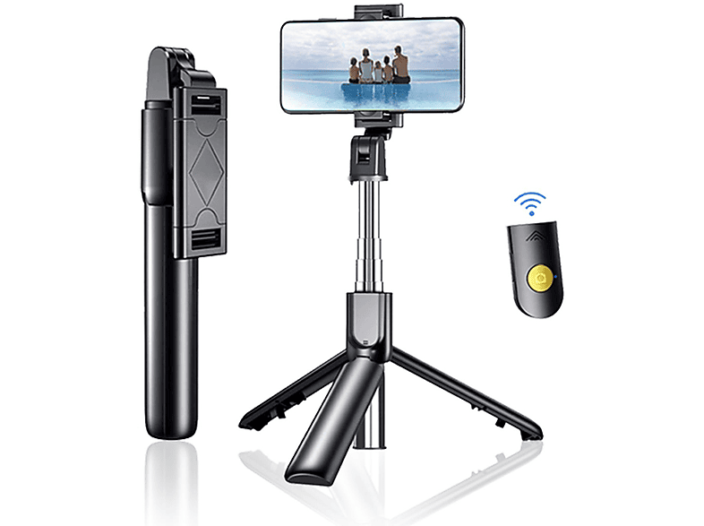 DIIDA Selfiestick,Selfie-Stange,Bluetooth Selfie Stock Stativ, 3 in 1 Mini Selfiestick Ständer, Schwarz
