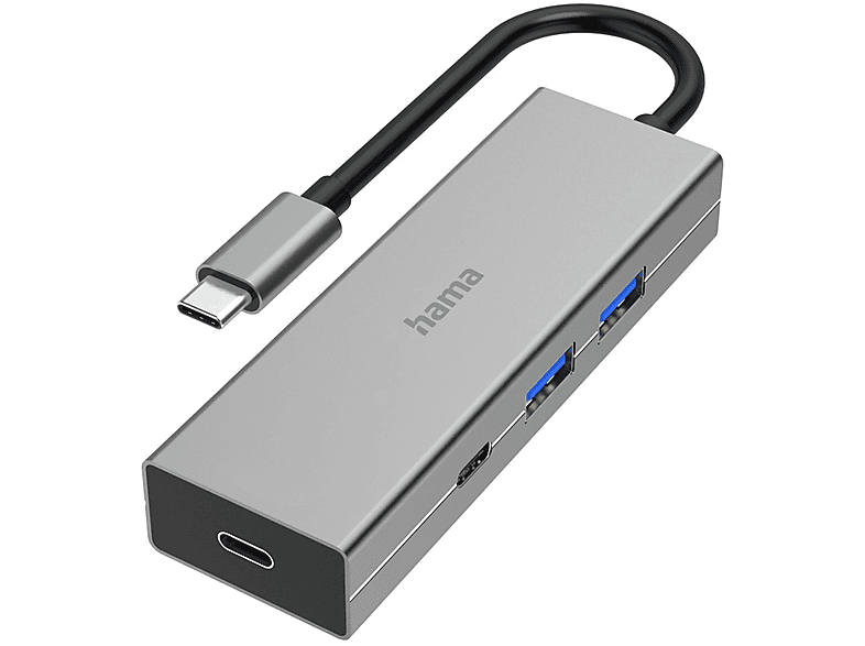HAMA 4 Ports, USB-Hub, Grau | USB Hubs