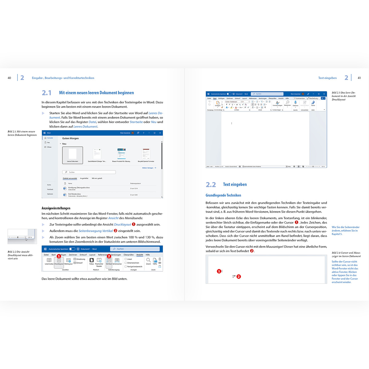 Eine Buchseite mit Text und Bildern eines Word-Dokuments auf einem Computerbildschirm.