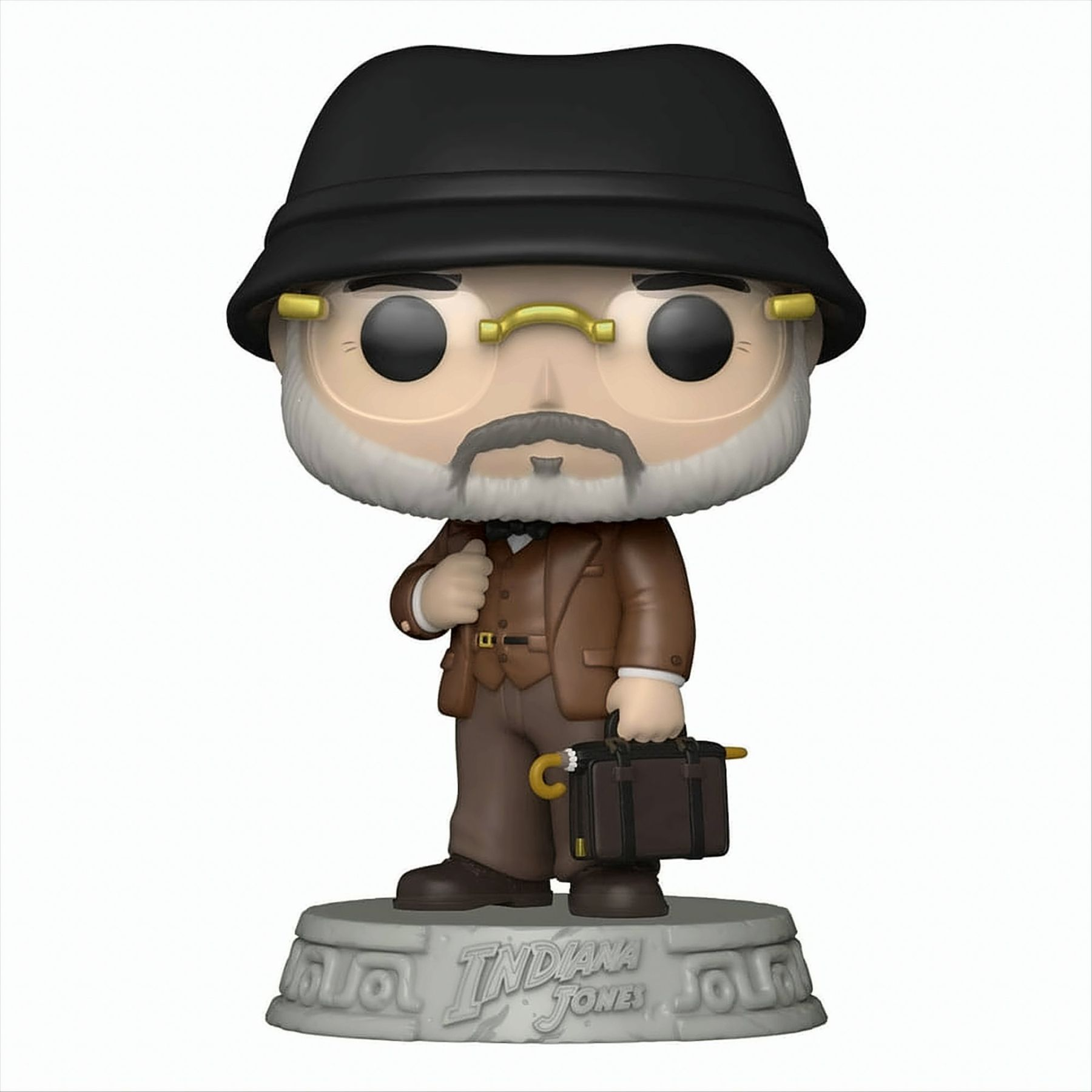 Indiana Jones Funko Pop-figuur met hoed, bril en aktetas.
