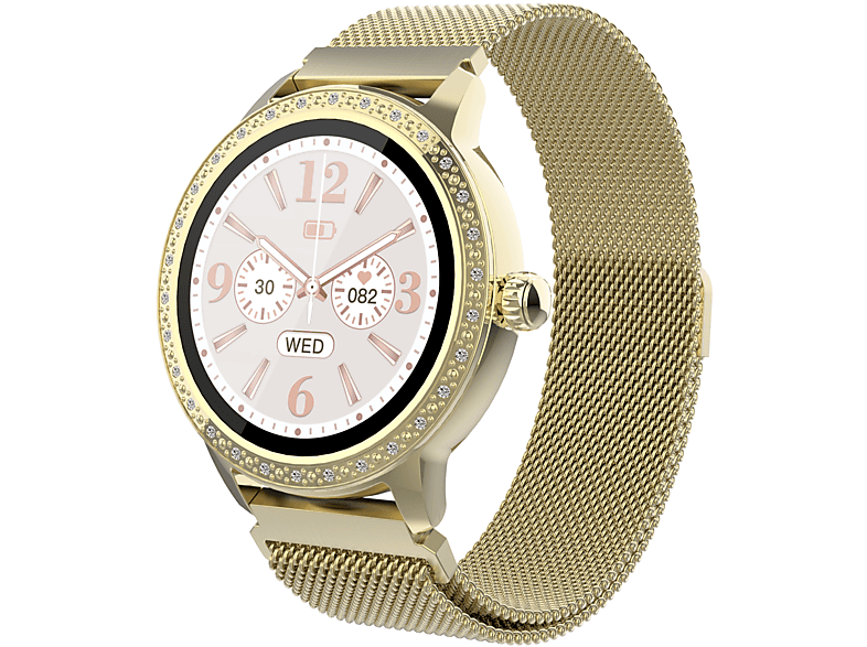 DENVER Smartwatch mit Metall, Herzfrequenzsensor Gold Kunststoff Smartwatch Gold