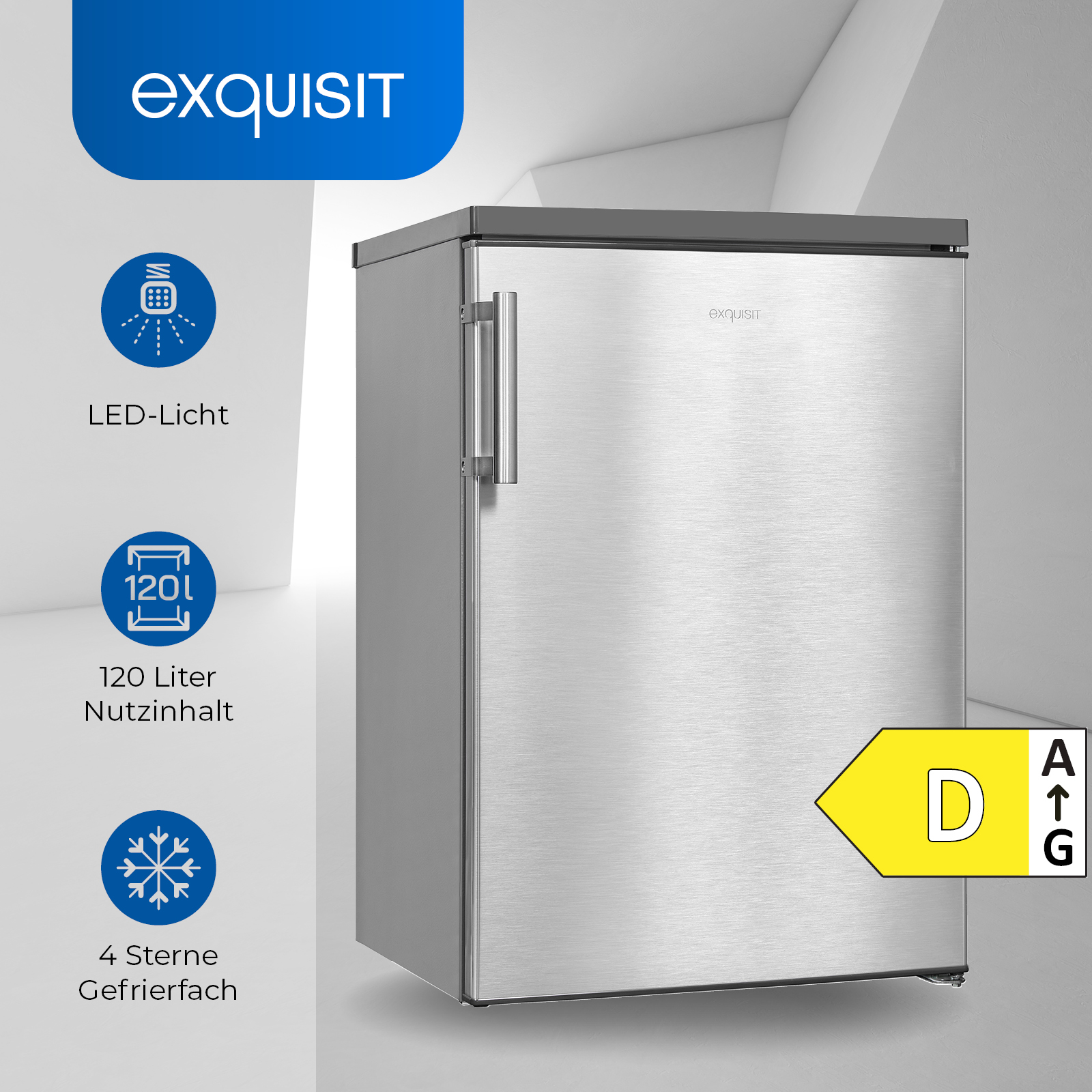 hoch, Inoxlook) 850 Kühlschrank KS16-4-H-010D inoxlook mm EXQUISIT (D,