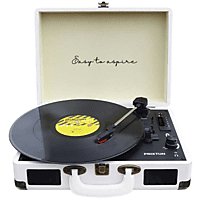 PRIXTON VC400 Vintage Vinyl Plattenspieler, Weiß)
