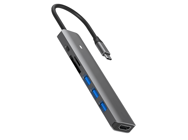 Grau USB-C 100W Hub, Aufladen, ROLIO Space