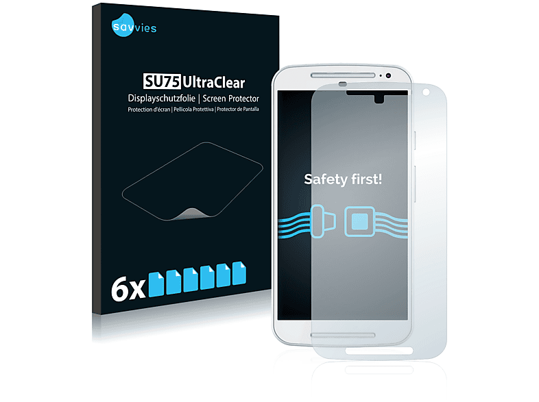 SAVVIES 6x klare Schutzfolie(für Motorola Moto G 2nd 2014)