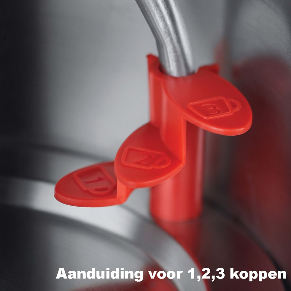 Red plastic indicator with numbers 1, 2, and 3, for measuring cups.