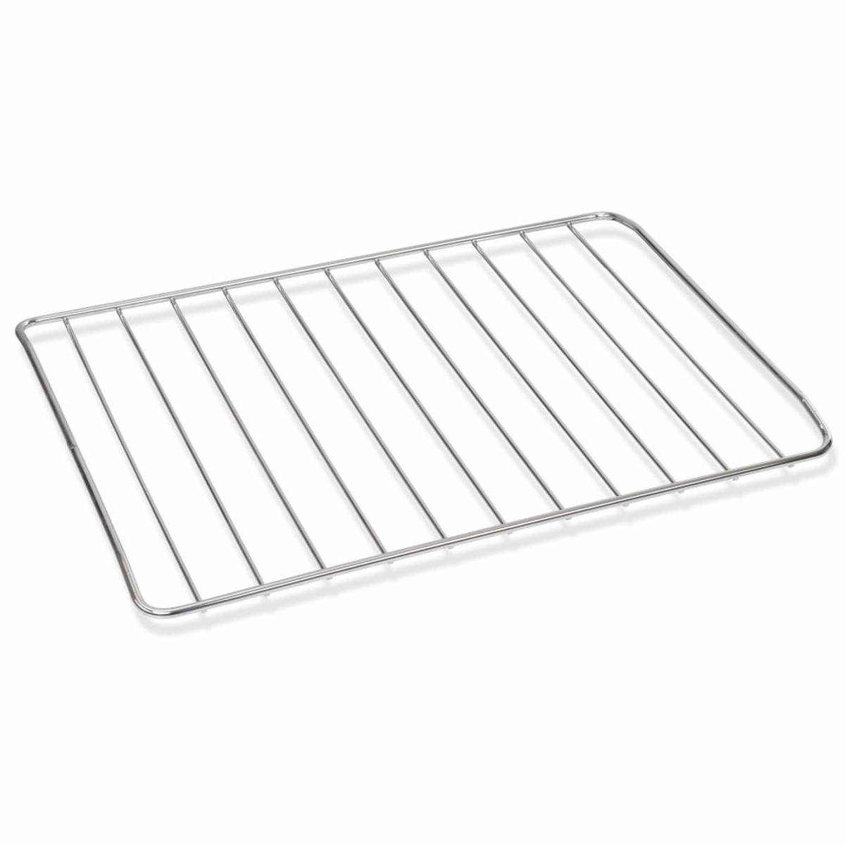 Grille de four argentée et brillante. Fond blanc.