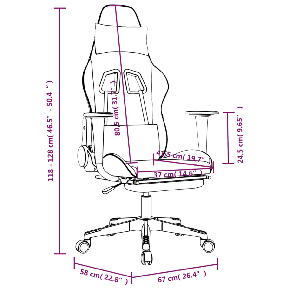 VIDAXL 345463 Gaming Schwarz Stuhl