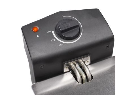TRISTAR Große 3 Liter Kaltzonen Kaltzonen Emaille-Behälter | Fritteuse & 2000 Fritteuse, 2000 Watt regelbarem Thermostat Watt Silber mit SATURN