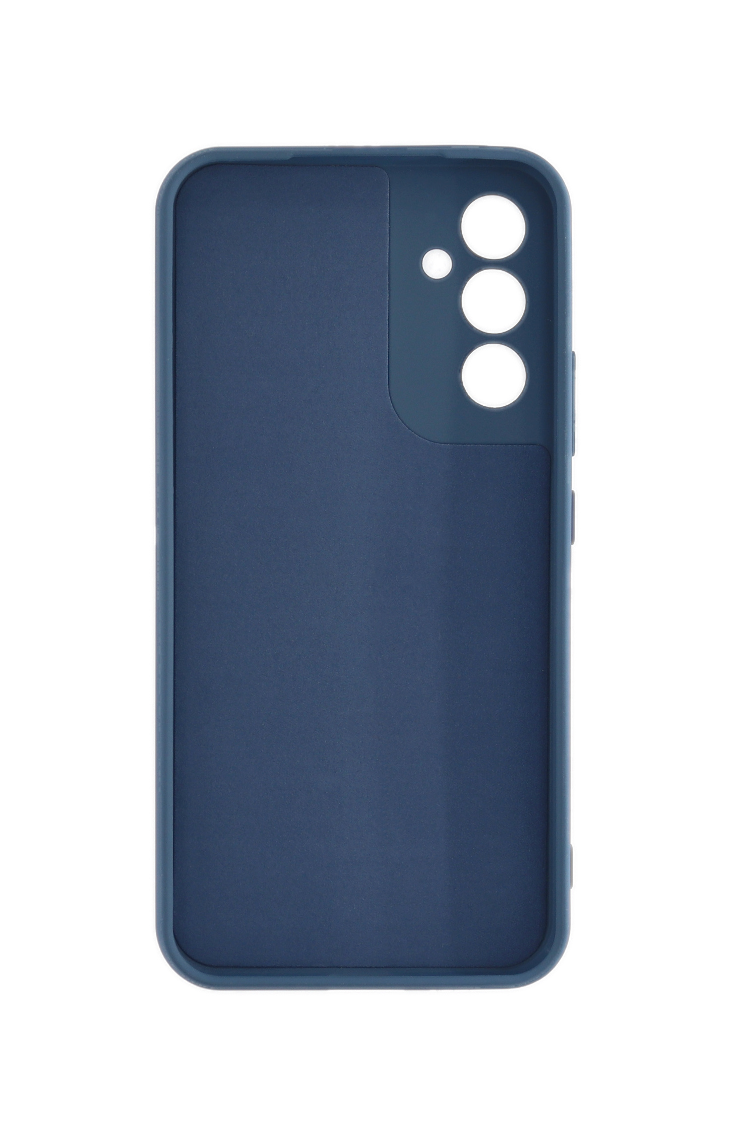 Eine dunkelblaue Handyhülle. Die Hülle hat Aussparungen für Kameralinsen und andere Telefonfunktionen.
