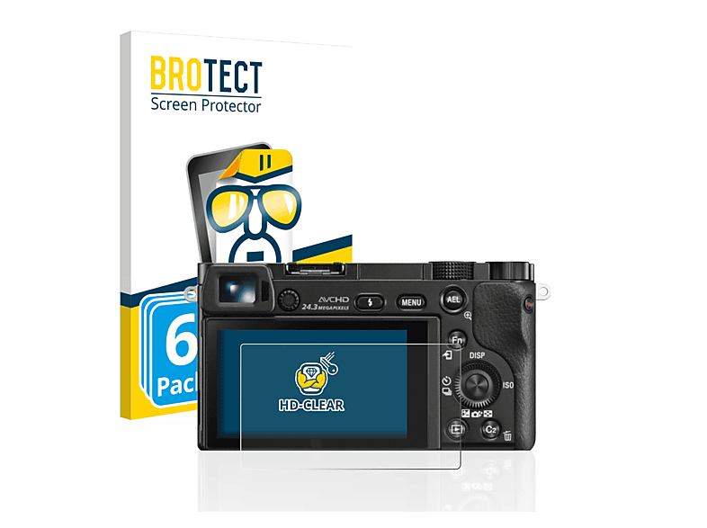BROTECT 6x klare Schutzfolie(für Sony Alpha 6000) | Kamera Schutzfolie