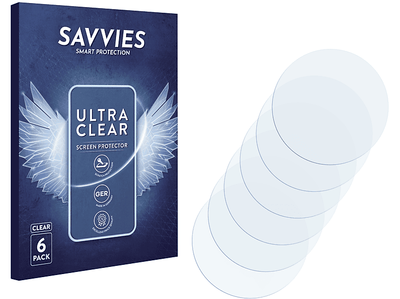 SAVVIES 6x klare Schutzfolie(für Universal Armbanduhren (Kreisrund, ø: 36 mm))