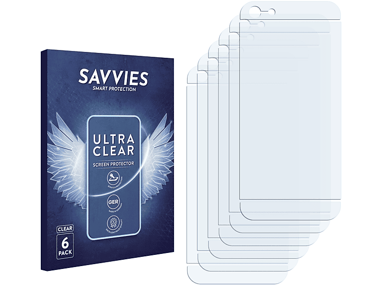 SAVVIES 6x klare Schutzfolie(für Apple iPhone 5)