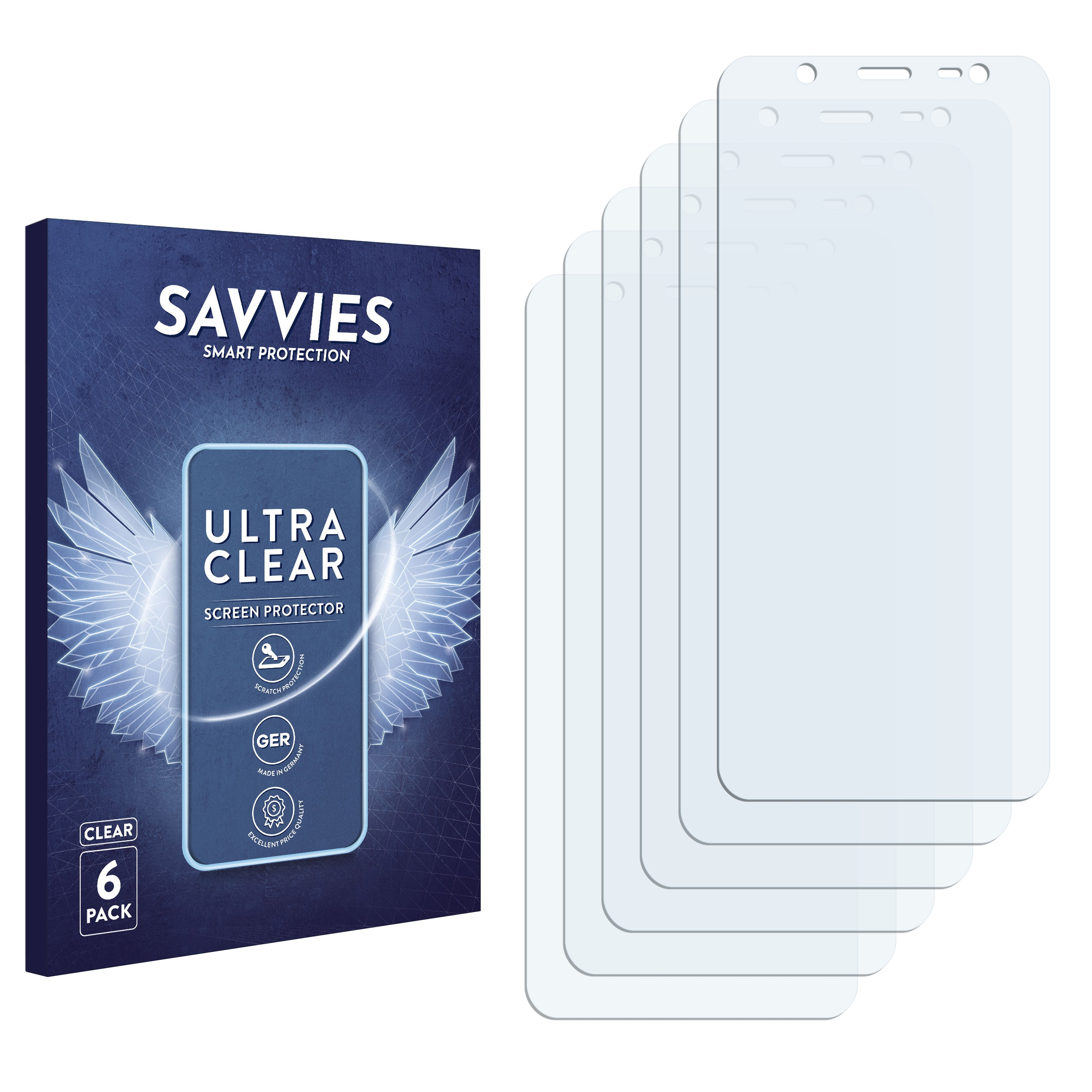 SAVVIES 6x klare Schutzfolie(für Galaxy Samsung J8 2018)