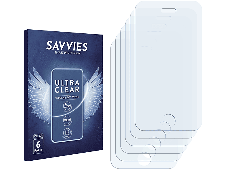 SAVVIES 6x klare Schutzfolie(für Apple iPhone 3GS)