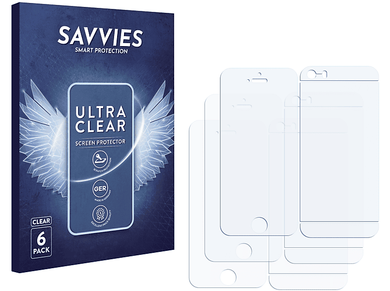 SAVVIES 6x klare Schutzfolie(für Apple iPhone 5S) | Displayschutzfolien & Gläser