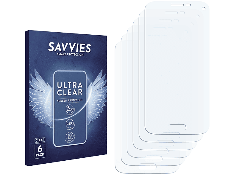 SAVVIES 6x klare Schutzfolie(für Samsung Galaxy S5 Mini SM-G800)