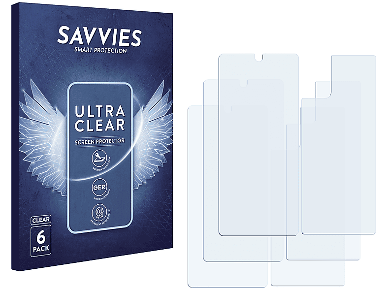 SAVVIES 6x klare Schutzfolie(für Galaxy A71 (Display+Rückseite)) Samsung 5G