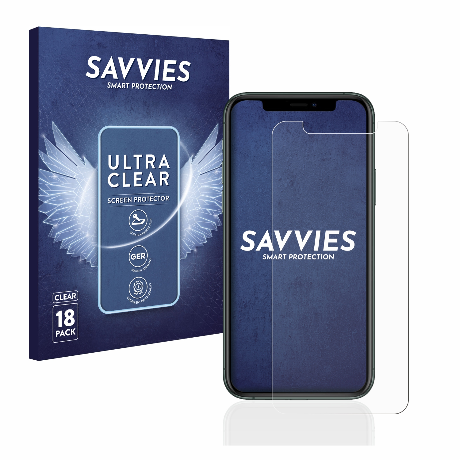 SAVVIES klare iPhone Schutzfolie(für 18x Pro) 11 Apple