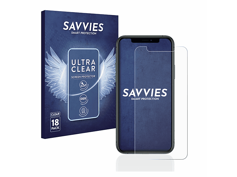SAVVIES 18x klare Schutzfolie(für Apple iPhone 11 Pro)