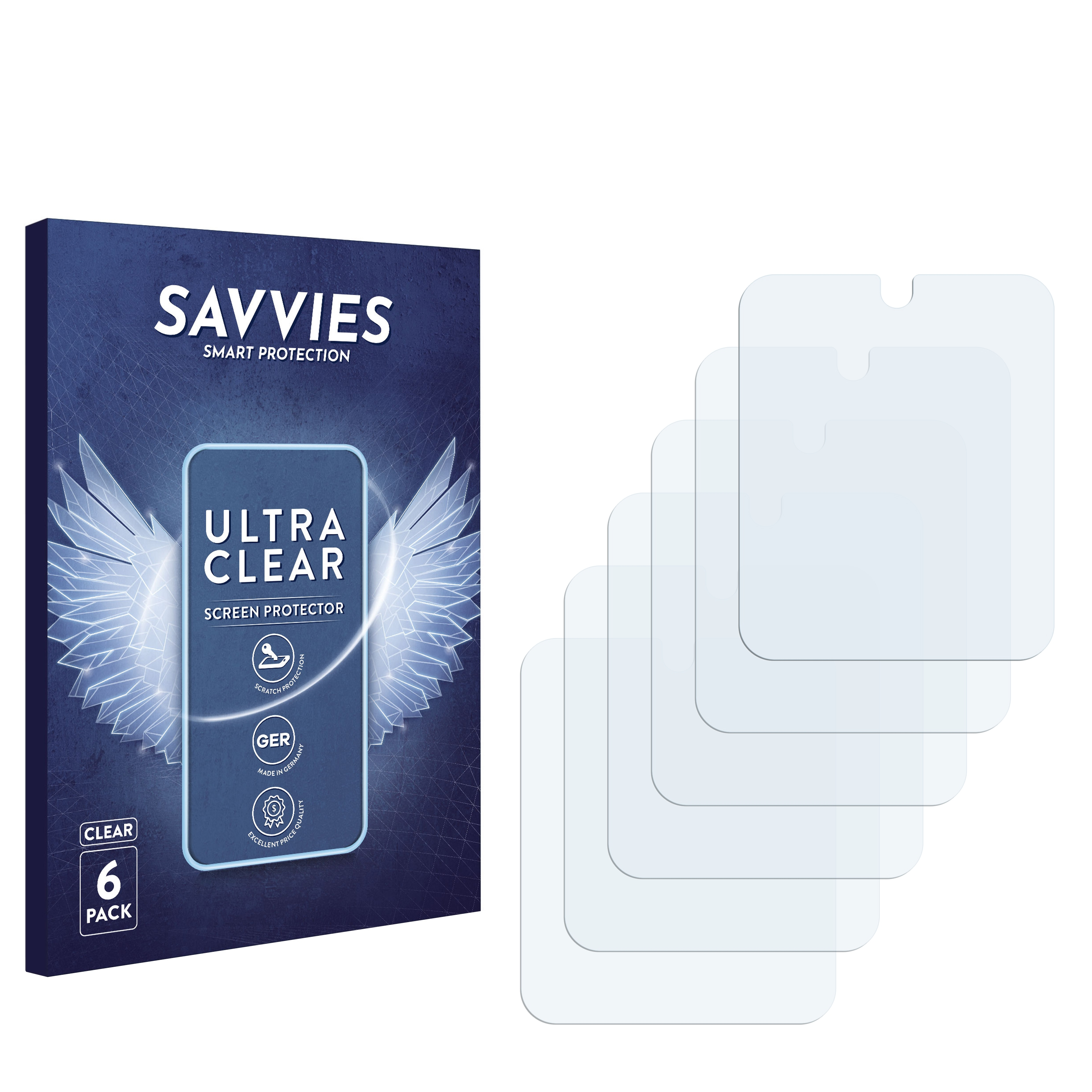 SAVVIES 6x klare Smartek Schutzfolie(für SW832)