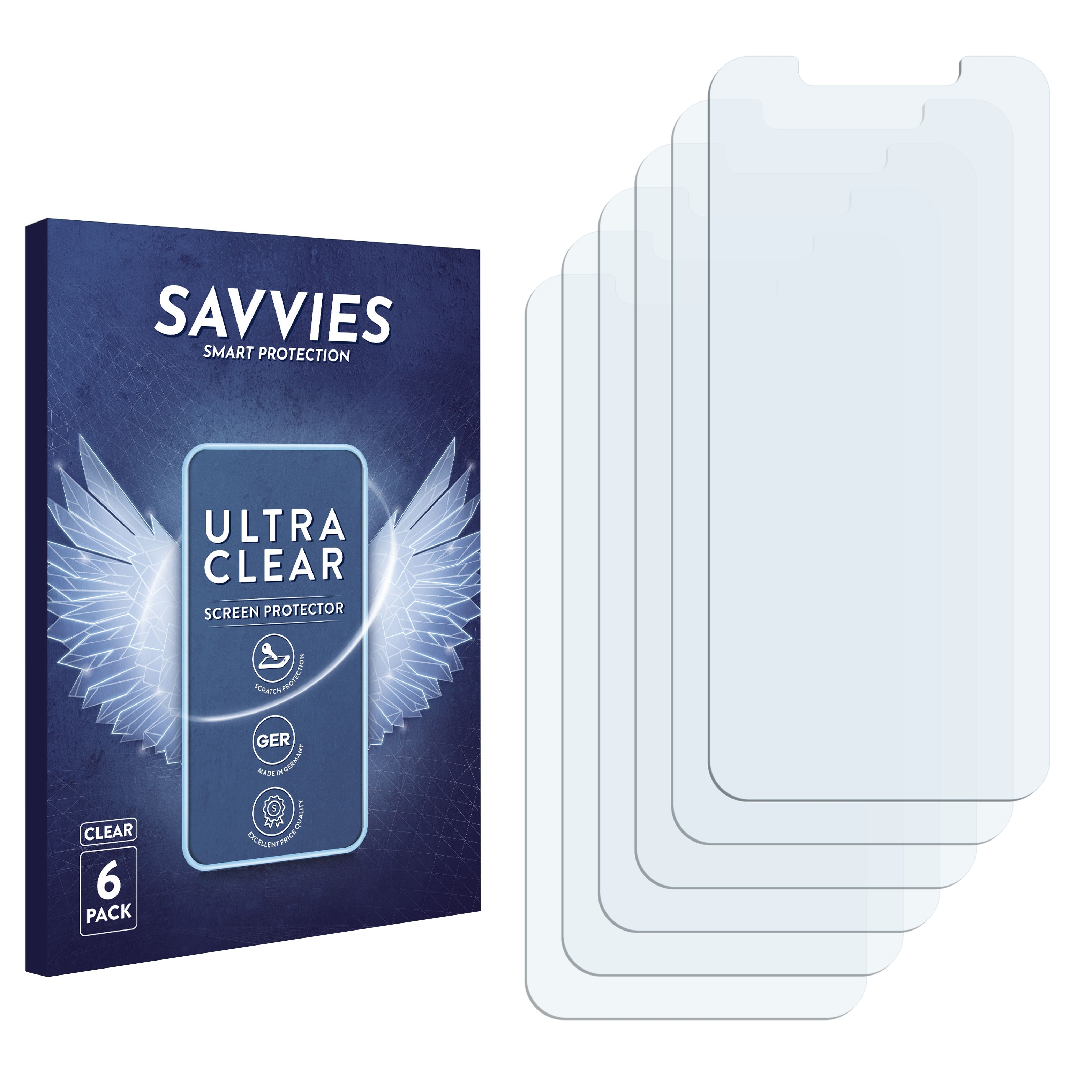 SAVVIES BLU klare Plus 6x Vivo Schutzfolie(für 2019) One