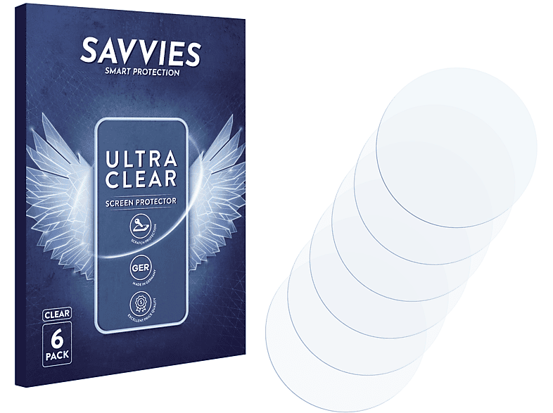 SAVVIES 6x klare ø: Schutzfolie(für Armbanduhren mm)) 60 Universal (Kreisrund